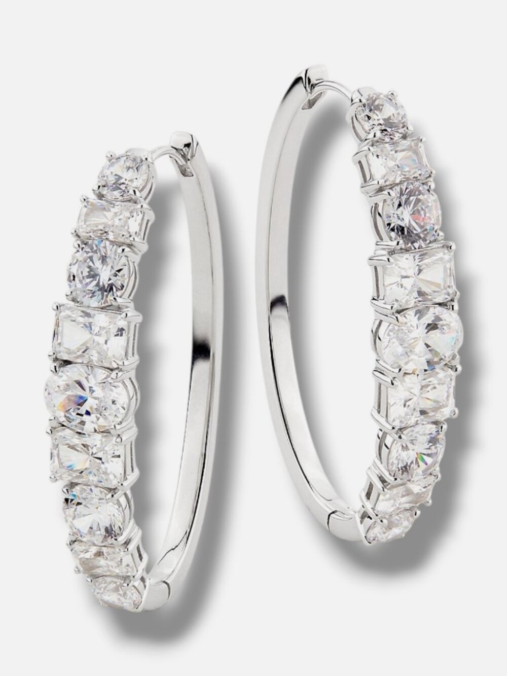 Adriana Orsini Women's Rhodium-Plated Sterling Silver Mesmerize Hoop Earrings